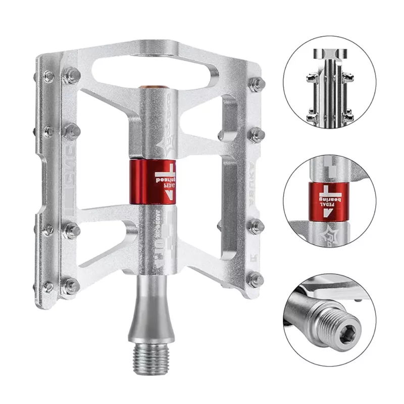 ROCKBROS JT410 4.10 Flache Plattform-Fahrradpedale mit 4 Lagern - Silber