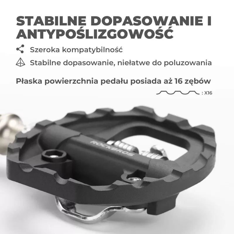 Rockbros M108 Hybrid-Fahrradpedale – Nylon-Verbundstoff, doppelseitig SPD & flache Plattform, Schwarz
