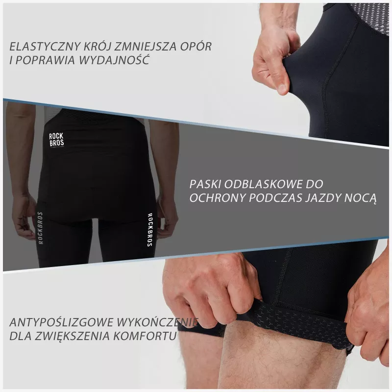 ROCKBROS ROAD TO SKY Herren-Radhose mit 3D-Polster - Schwarz, Größe S (TLDK001-1)