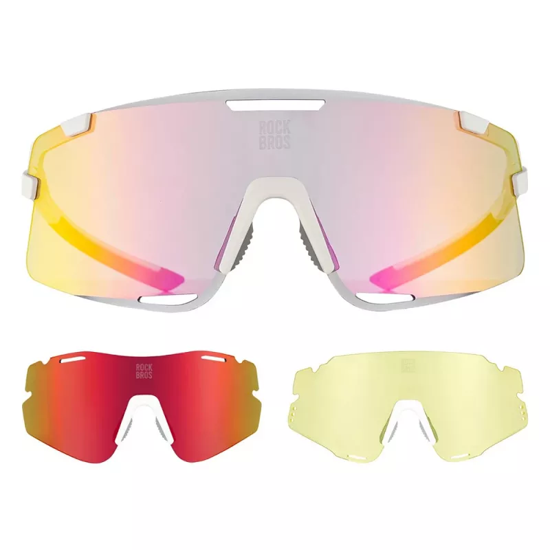 ROCKBROS SP338 Road to Sky Fahrradbrille mit Wechselgläsern - Creme