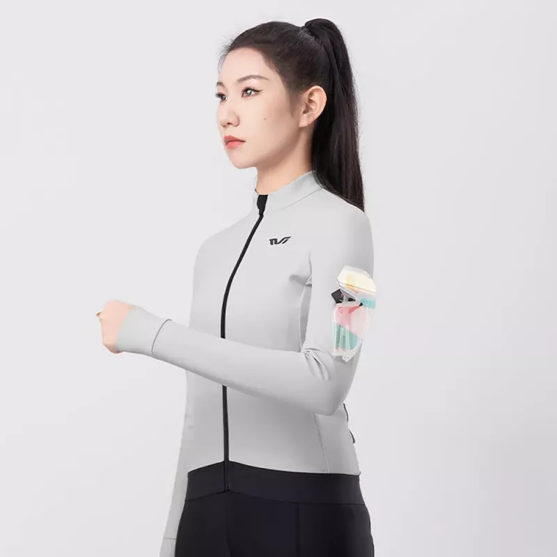 ROCKBROS Damen YDWT006 TVI isolierte Fahrradjacke für Herbst/Winter, Weiß-Grau, Größe M