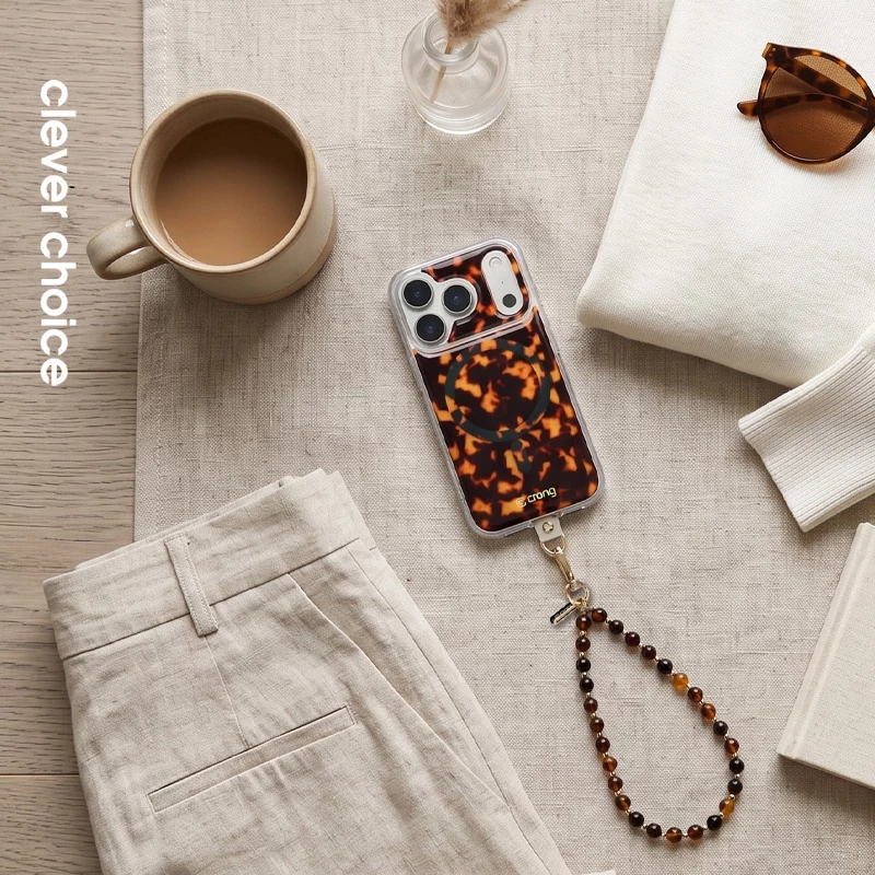 Crong Phone Charm Lanyard - Schildpattmuster Perlenband
