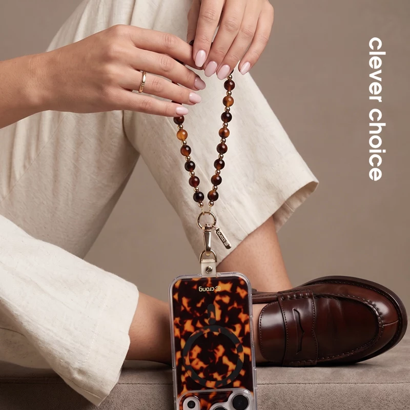 Crong Phone Charm Lanyard - Schildpattmuster Perlenband