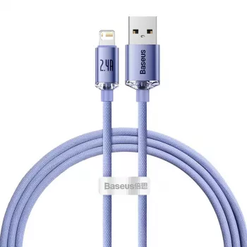 Baseus Crystal Shine Lightning auf USB-A Kabel 1,2 m Lila, 2,4 A Schnellladung