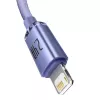 Baseus Crystal Shine Lightning auf USB-A Kabel 1,2 m Lila, 2,4 A Schnellladung