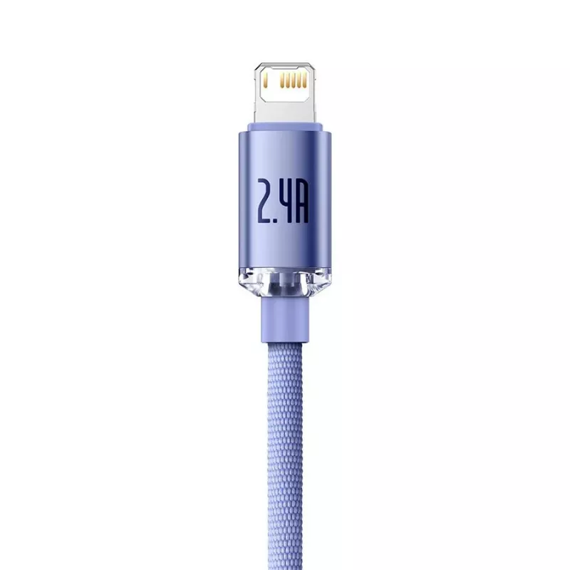 Baseus Crystal Shine Lightning auf USB-A Kabel 1,2 m Lila, 2,4 A Schnellladung