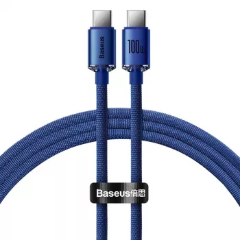 Baseus USB-C auf USB-C Crystal Shine Kabel 100W 1,2m Blau