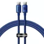 Baseus USB-C auf USB-C Crystal Shine Kabel 100W 1,2m Blau