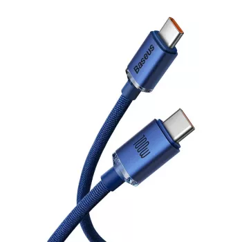 Baseus USB-C auf USB-C Crystal Shine Kabel 100W 1,2m Blau