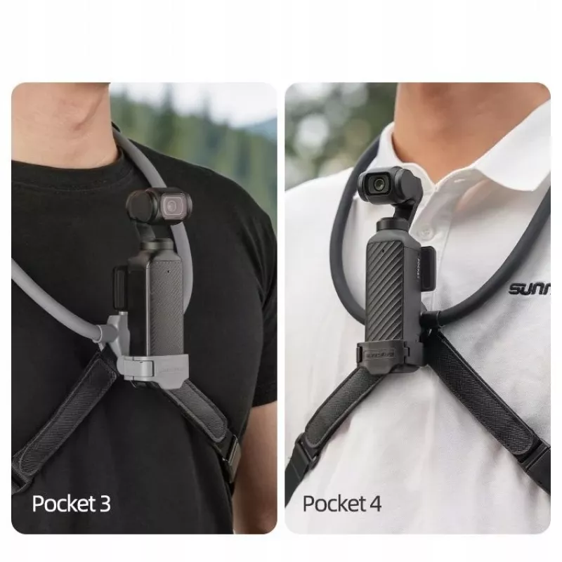 SUNNYLIFE Flexibler Nackenhalter für DJI Osmo Pocket 3/4, POV Action-Kameras, Schwarz