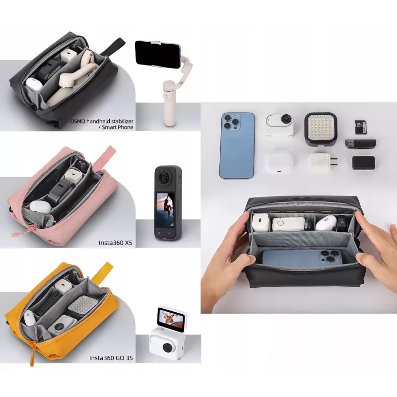 SUNNYLIFE Hartschalen-Tragekoffer-Organizer für DJI Osmo Pocket 3, Insta360 X5 & Go 3s – Pink
