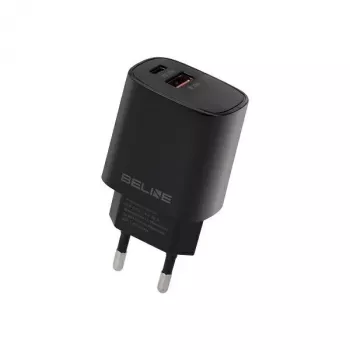 Beline GaN 30W USB-C PD + USB-A QC Wandladegerät Schwarz (nur Netzteil)