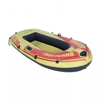 SUNCLUB Tropicana 200 Schlauchboot – 1-Personen-Schlauchboot mit aufblasbarem Boden, Blau/Gelb, PVC