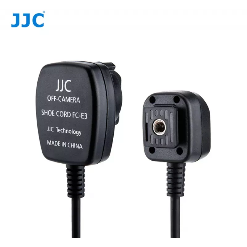 JJC FC-E3 Off-Kamera TTL-Blitz-Synchronkabel für Canon EOS, 1,3 m Spiralkabel, E-TTL II Durchschleifung