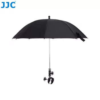 JJC Kamera-Regenschirm mit Super-Clamp-Halterung, 63 mm Backenöffnung, 1/4 Zoll & 3/8 Zoll Gewinde, Schwarz