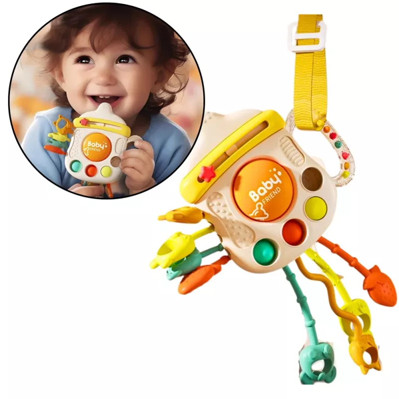 LEAN TOYS Sinnespielzeug Beißring Rassel für Kleinkinder Flasche 3in1