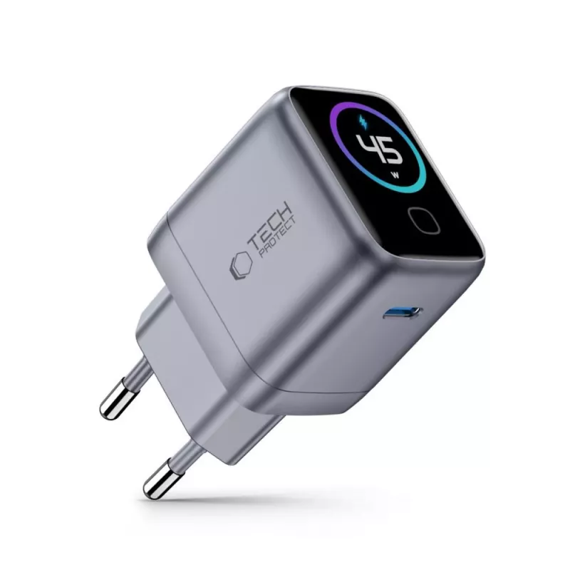 TECH-PROTECT POWERVISION NC45W-GAN 1-Port-Netzladegerät PD 45W Dunkelgrau