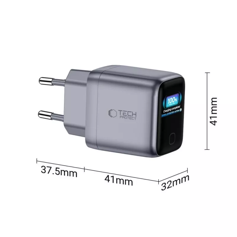 TECH-PROTECT POWERVISION NC45W-GAN 1-Port-Netzladegerät PD 45W Dunkelgrau