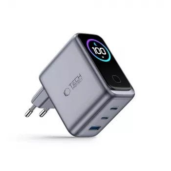 TECH-PROTECT PowerVision NC100W GaN 100W 3-Port USB-C PD & USB-A QC3.0 Wandladegerät - Dunkelgrau