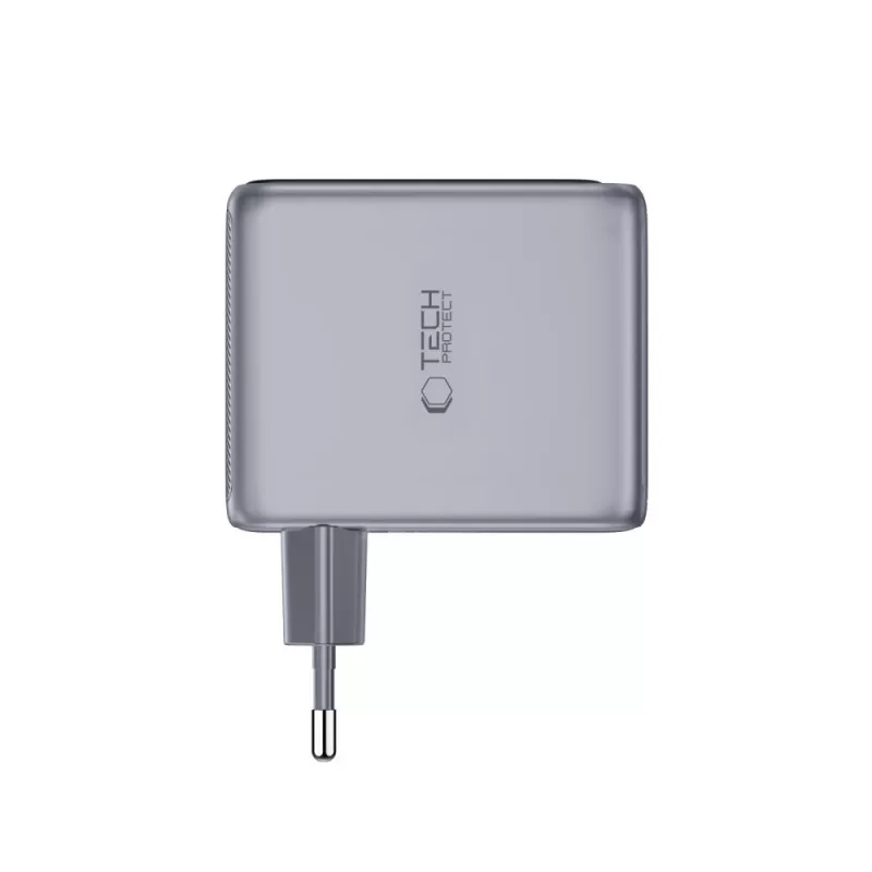 TECH-PROTECT PowerVision NC100W GaN 100W 3-Port USB-C PD & USB-A QC3.0 Wandladegerät - Dunkelgrau