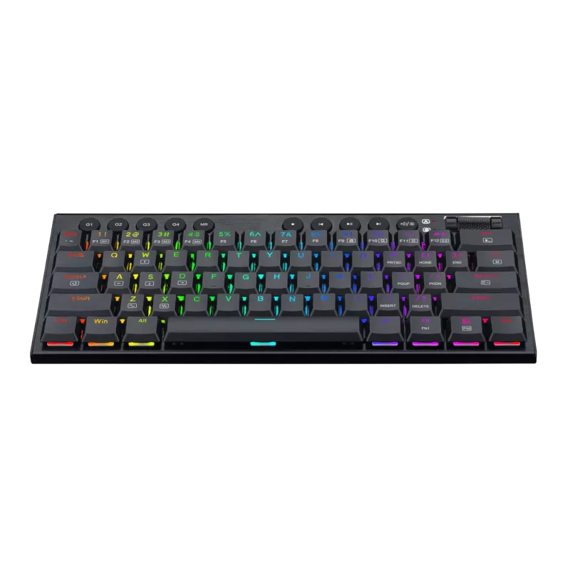 Redragon K632 Horus Mini mechanische Gaming-Tastatur mit 61 Tasten, Low Profile, roter Switch, RGB, Schwarz