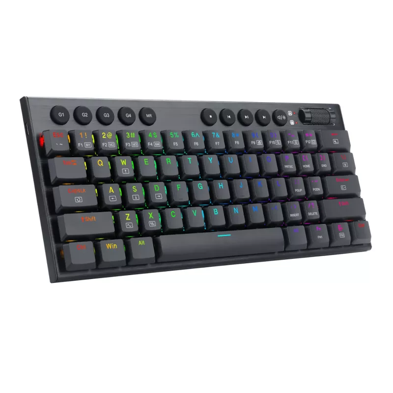 Redragon K632 Horus Mini mechanische Gaming-Tastatur mit 61 Tasten, Low Profile, roter Switch, RGB, Schwarz