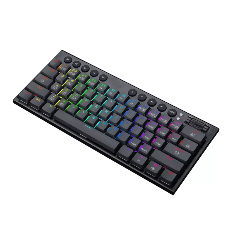Redragon K632 Horus Mini mechanische Gaming-Tastatur mit 61 Tasten, Low Profile, roter Switch, RGB, Schwarz