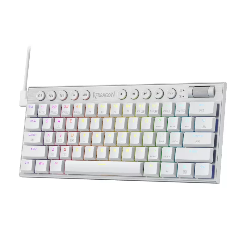 Redragon K632 HORUS Mini 60% RGB Kabelgebundene Gaming-Tastatur - Weiß