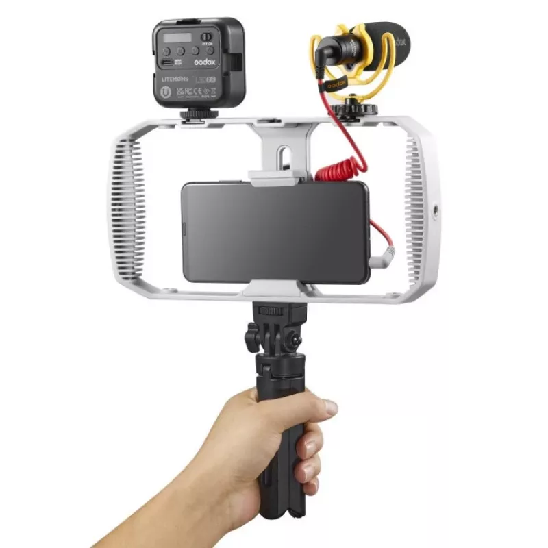 Godox VK1-UC Vlogging-Kit mit USB-C-Mikrofon, LED-Licht und Stativ für Smartphones