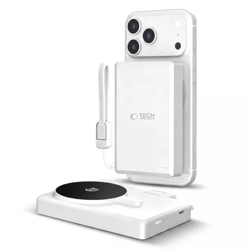 TECH-PROTECT PB40 LIFEMAG MagSafe Power Bank 10000mAh 25W Qi2.2 Weiß/Silber