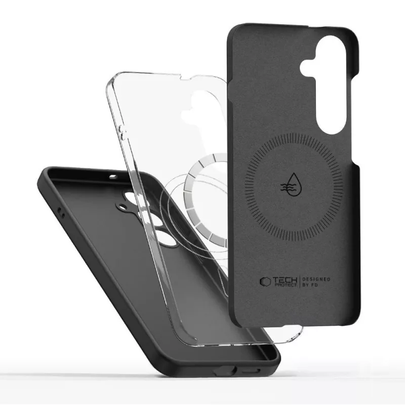 Tech-Protect Liquid Silicone MagSafe Hülle für Samsung Galaxy S25 Edge, Schwarz