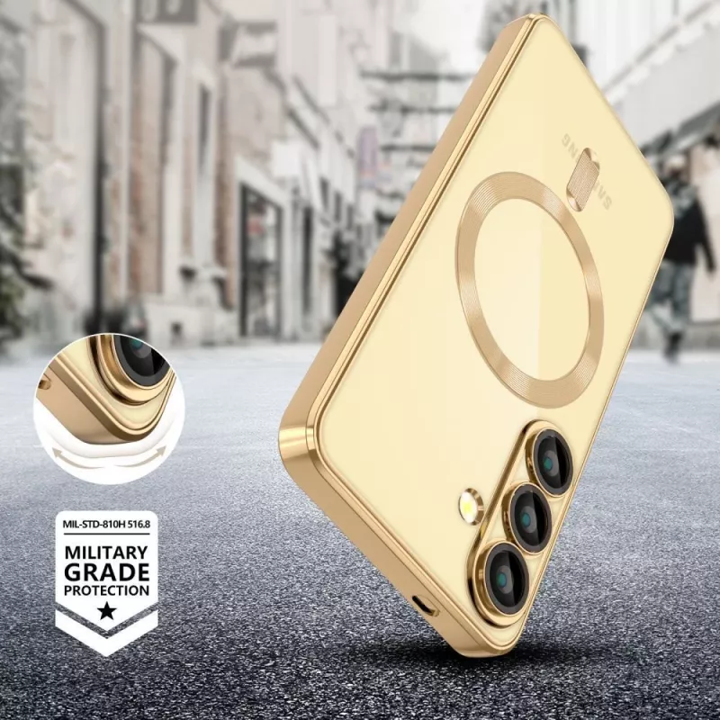 Tech-Protect Magflex MagSafe Samsung Galaxy S25 Edge Hülle Shiny Gold