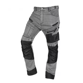NEO TOOLS 81-360-2-L Denim-Arbeitshose mit Oxford-Verstärkungen, Grau, Größe L