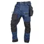 NEO TOOLS Denim-Arbeitshose mit Cordura-Verstärkungen und abnehmbaren Holstertaschen, Marineblau, Größe S