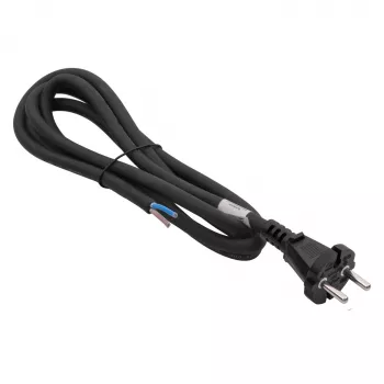 Akyga AK-OT-06S Gummi-Netzkabel H05RR-F 2 x 1,5 mm², CEE-7/17-Stecker auf offenes Ende, 5 m, schwarz