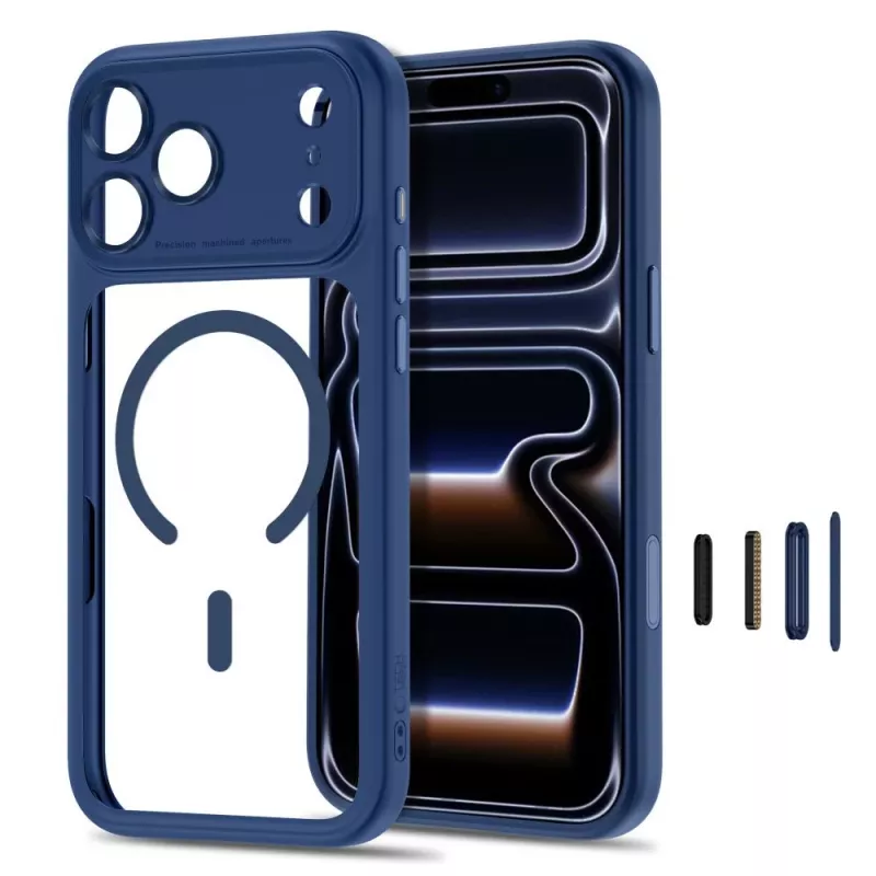 TECH-PROTECT MagPeak MagSafe Clear Case für iPhone 17 Pro Max / 18 Pro Max – Tiefblau