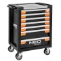 NEO TOOLS 7-Schubladen-Werkzeugschrank PRO 84-220 | 280 kg Belastung, Kugellager-Schubladen, Rot/Schwarz
