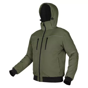 NEO TOOLS Isolierte Jacke mit Kapuze OUTDOOR, Grün, Größe XXXL