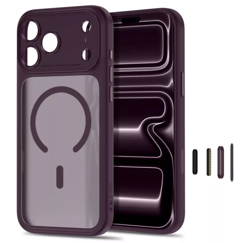Tech-Protect MagPeak MagSafe-Hülle für iPhone 17 Pro Max / 18 Pro Max - Matt Dunkles Kirschrot