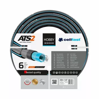 CELLFAST HOBBY ATS 1 Gartenschlauch 10 m – 1/2 Zoll 3-lagig Anti-Twist PVC, Berstdruck 20 bar, UV- & Algenresistent, Grün/Gelb