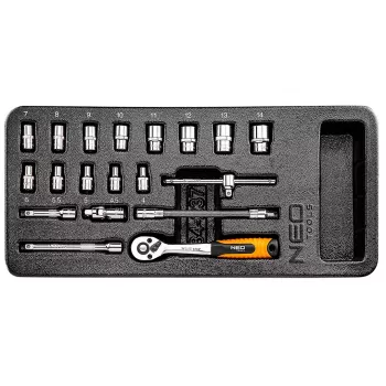 NEO TOOLS 1/4 inch Steckschlüssel-Satz, 19-teilig, Einsatz