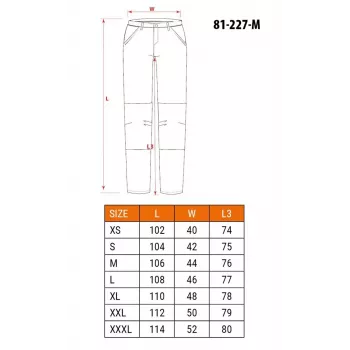 NEO Tools 81-227-M Schutz-Arbeitshose mit Oxford-Knieverstärkung, Grau/Orange, Größe M