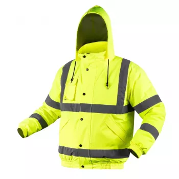 NEO TOOLS 81-712-M Warn-Bomber-Arbeitsjacke, leicht isoliert, fluoreszierendes Gelb, Größe M