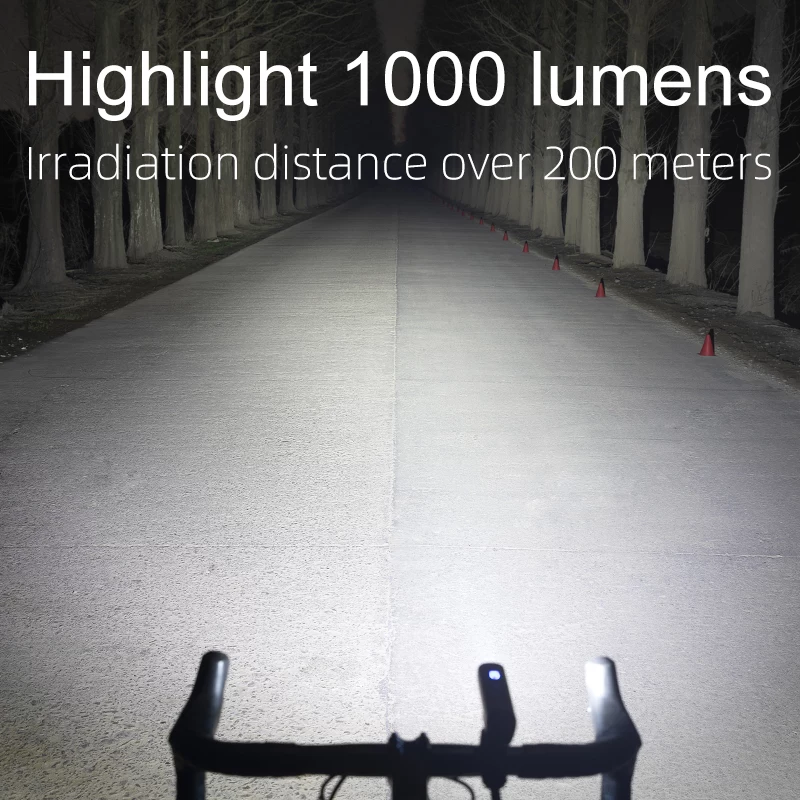 ROCKBROS V9M-1000 1000 Lumen USB-C wiederaufladbares Frontfahrradlicht - Schwarz