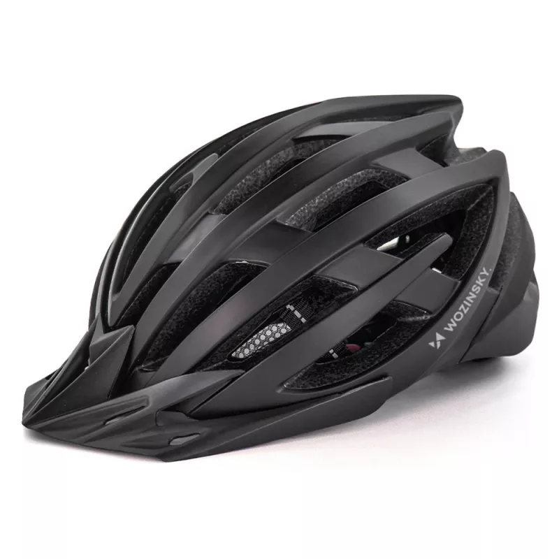 Wozinsky MTB-Fahrradhelm mit abnehmbarem Schirm und USB-Rücklicht 54-57 cm - Schwarz