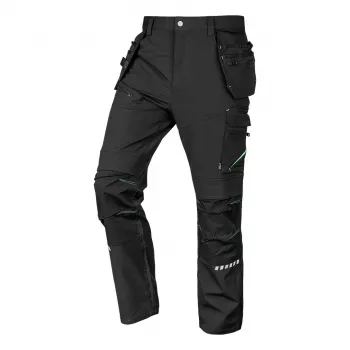 NEO TOOLS Mix&Match Arbeitshose mit Holstertaschen, 4-Wege-Stretch, Cordura-verstärkt, Schwarz, Größe S