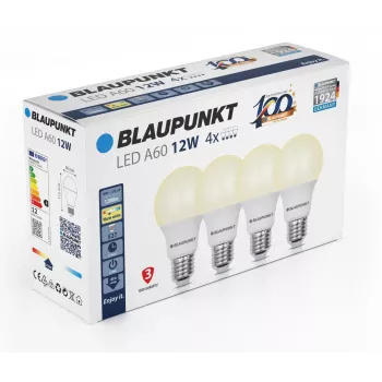 Blaupunkt LED-Lampe E27 A60 12W, 1200 lm, 2700 K, 4 Stück (BLAUPUNKT-E27-12W-WW-4)