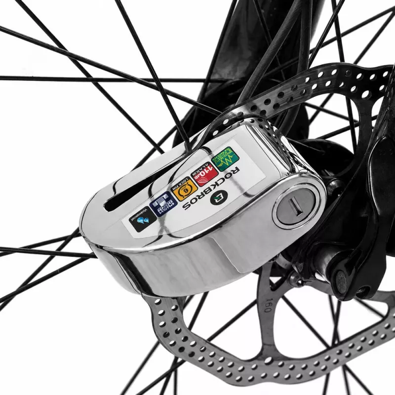 Rockbros LBAYG8308 Fahrradschloss mit Alarm und Scheibenbremsschloss, Schwarz