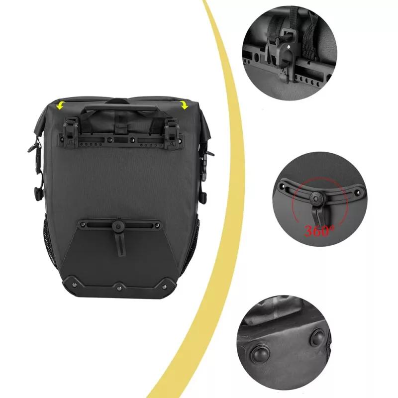 ROCKBROS AS-001 Wasserdichte Fahrrad-Gepäckträgertasche 27L Schwarz