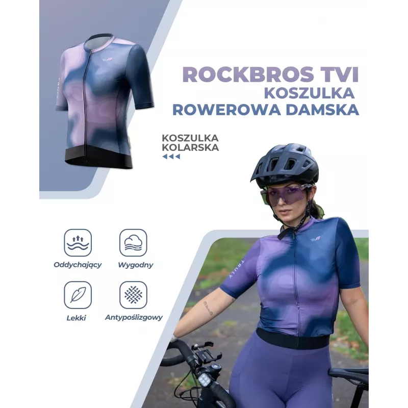 Rockbros Damen TVI Radtrikot Kurzarm Navy Blau Größe L